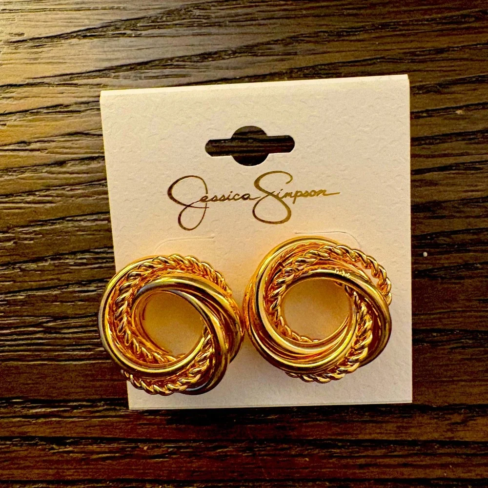 NEW Jessica Simpson Twisted Gold Earrings
